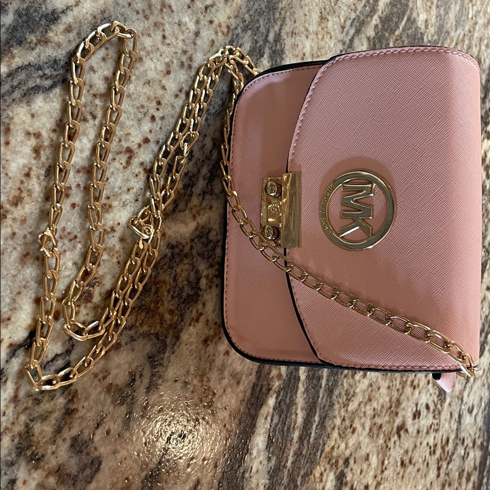Michael Kors Blush Pink Shoulder Bag with Gold Chain
